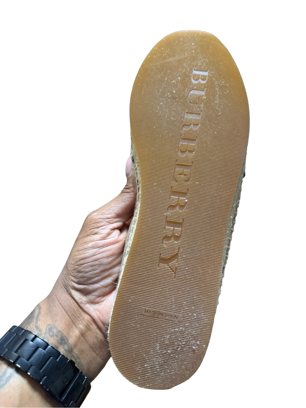 Burberry Neon Pink Tape & House Check Canvas Espadrilles Size 39 W/ Box - Picture 5 of 10
